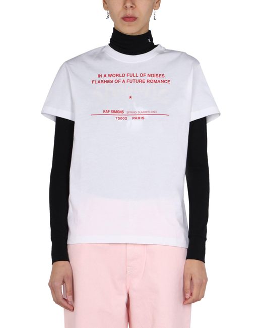 Raf Simons White Graphic Logo Print T-Shirt