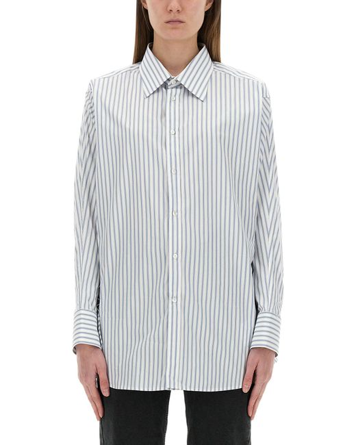 Maison Margiela Gray Striped Cotton Shirt