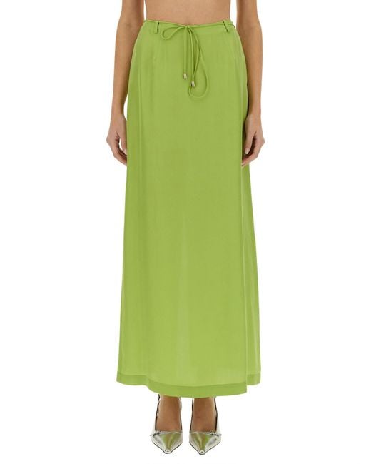 Alysi Green Long Silk Skirt