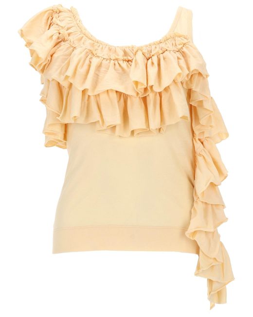 Dries Van Noten Natural Elegant Cotton Mini Top For