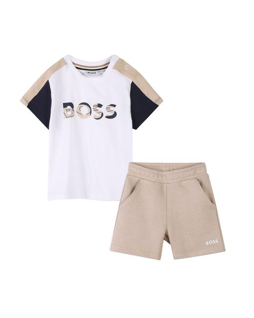 Boss White T-Shirt Set With Bermuda Shorts