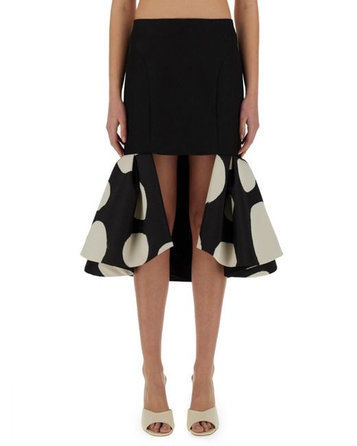 Nina Ricci Black Midi Skirt With Double Ruffles