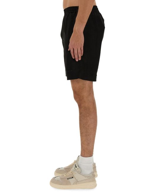 Short Con Logo di MSGM in Black da Uomo