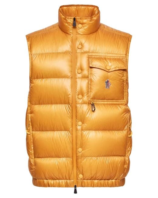 Moncler Orange Padded Jacket With Logo for men