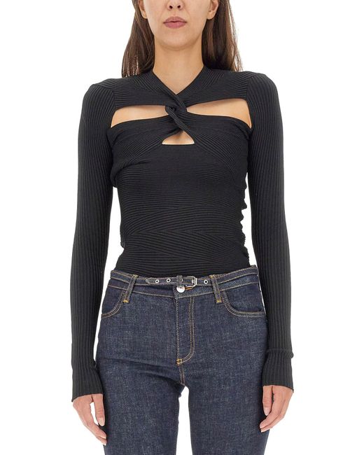 Philosophy Di Lorenzo Serafini Black Cut-Out Front Mesh Top