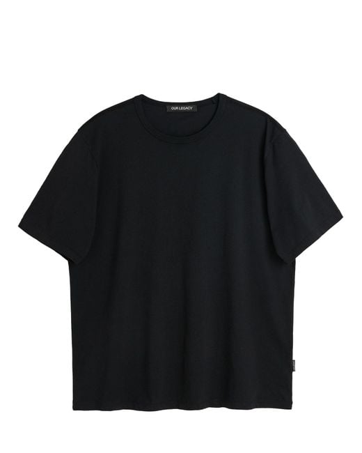 Our Legacy Black Solid Crew Neck T-Shirt for men