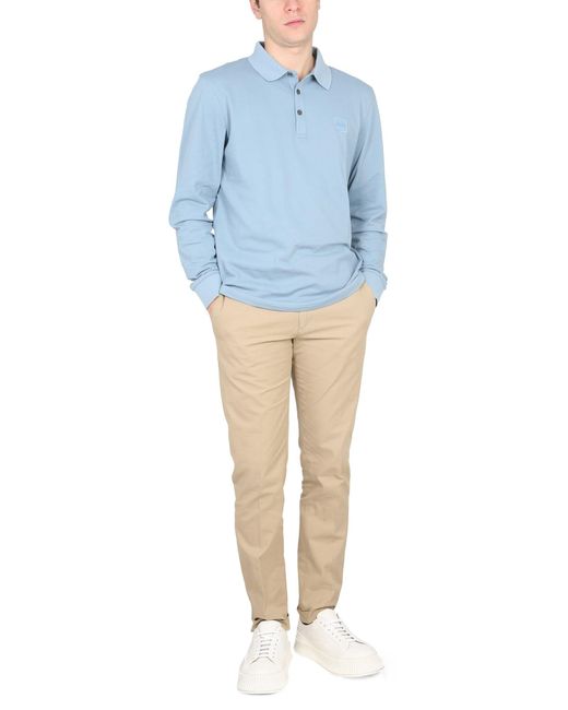 Polo Con Patch Logo di Boss in Blue da Uomo