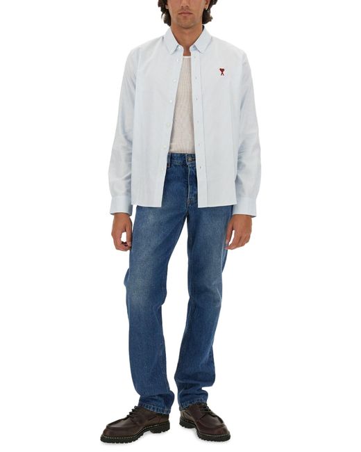 Camicia Con Logo di AMI in White da Uomo