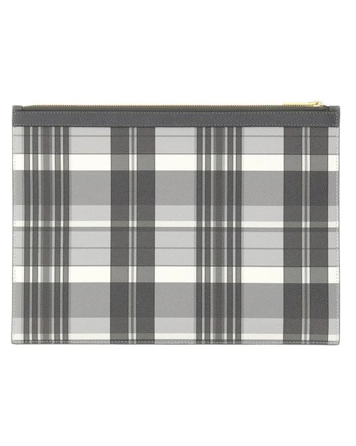 Thom Browne Metallic Grainy Leather Pouch for men
