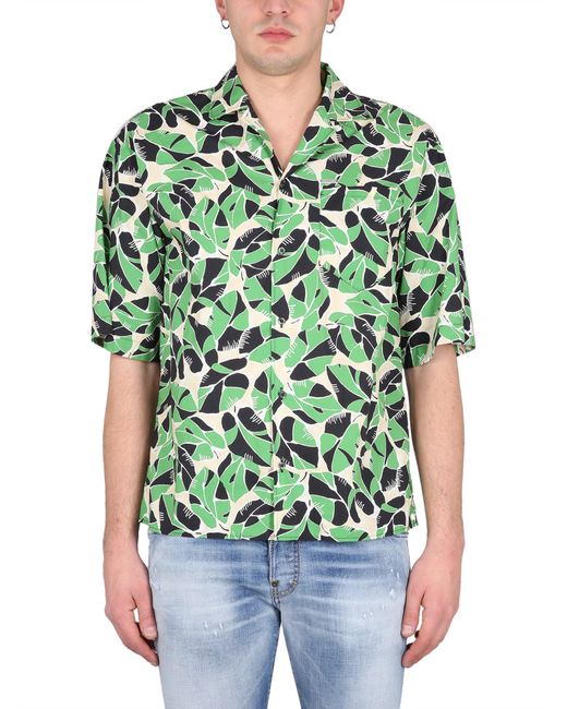 DSquared² Green Bowling Collar Shirt for men