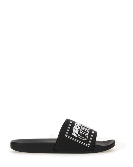 Versace Jeans Couture Black Slide Sandal With Logo for men