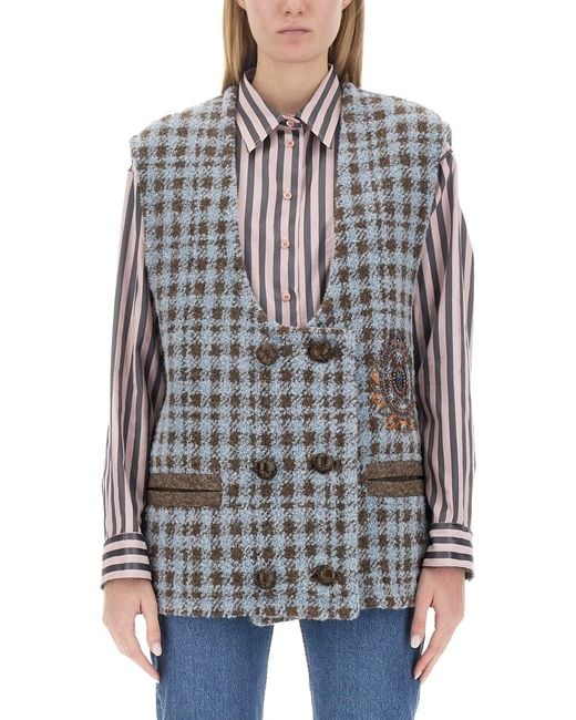 Etro Gray Light Striped Vest