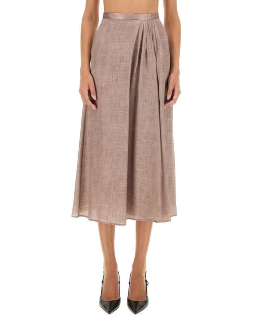 Kiton Pink Elegant Midi Skirt