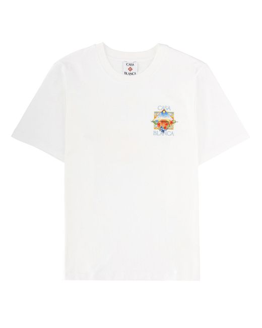 Casablanca White Graphic Crew Neck T-Shirt for men