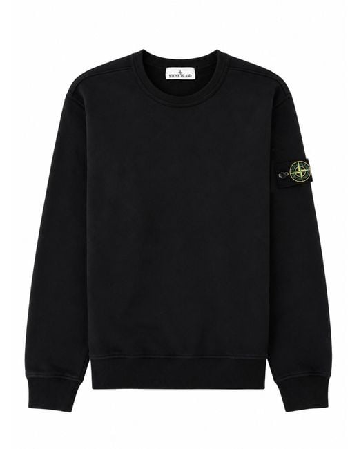 Stone Island Black Felpa Con Patch Logo for men