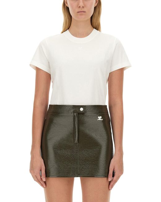 Courreges White Short-Sleeve Cotton T-Shirt With Crew Neckline