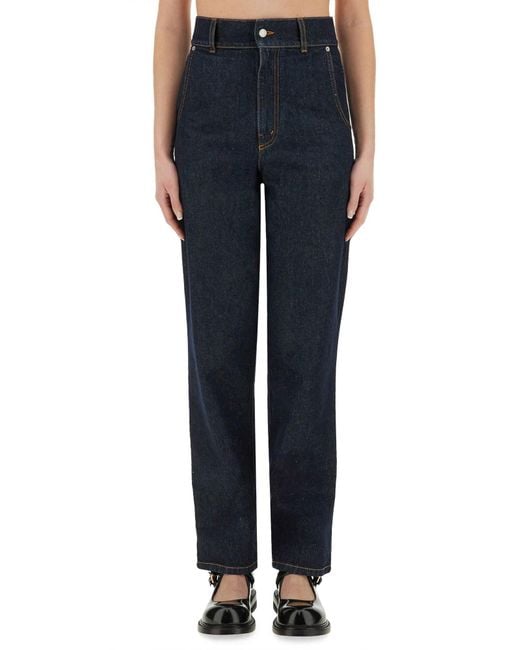 Moschino Blue "Laurel Crown Patch" Denim Pants