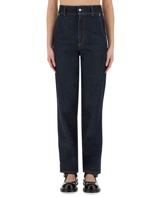 Moschino Blue "Laurel Crown Patch" Denim Pants