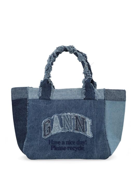 Ganni Blue Borsa Tote Medium