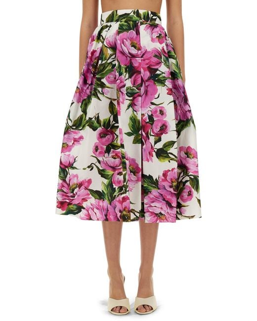 Dolce & Gabbana Pink Skirt With Floral Motif