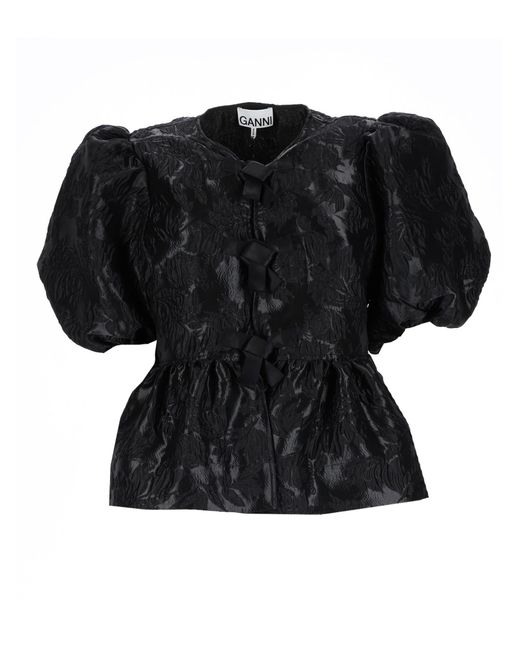 Ganni Black Top "Peplum"