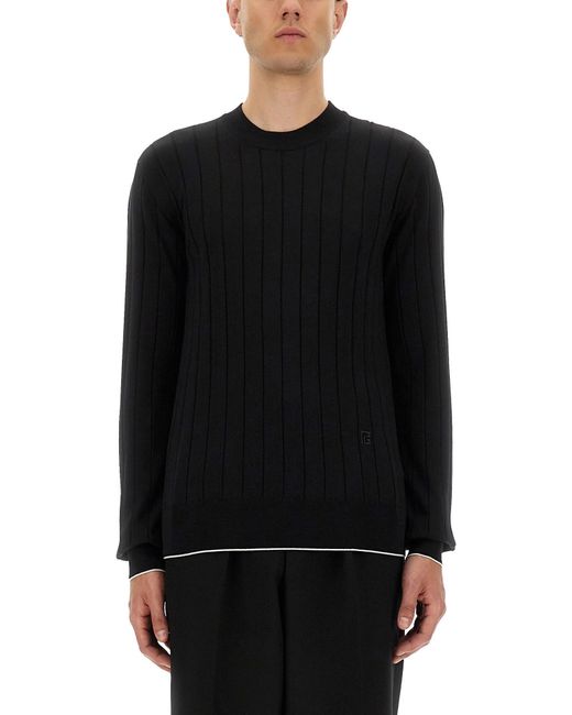 Balmain Black Silk And Cotton Knit for men