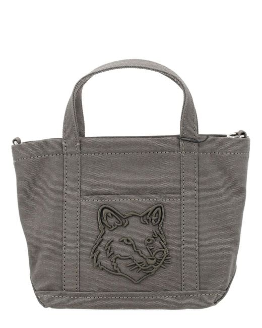 Maison Kitsuné Gray Cotton Handbag