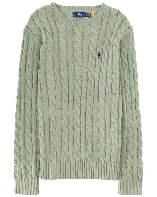 Polo Ralph Lauren Green Cable Knit With Logo for men