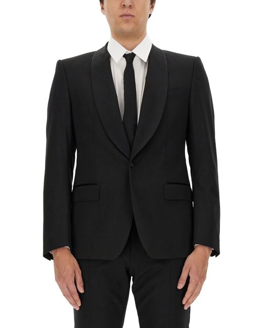 Dolce & Gabbana Black Tailored Jacket With Scarf And Button Closure