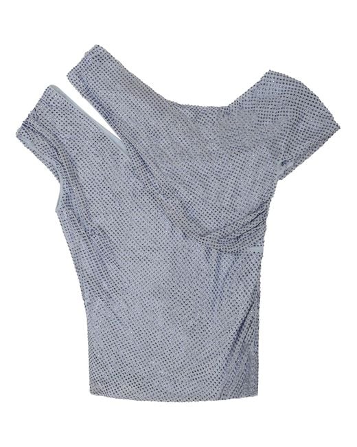 Self-Portrait Blue Top With Shimmering Sequins