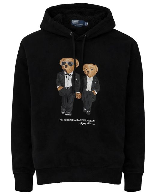 Polo Ralph Lauren Black Relaxed Fit Tuxedo Bear Sweatshirt