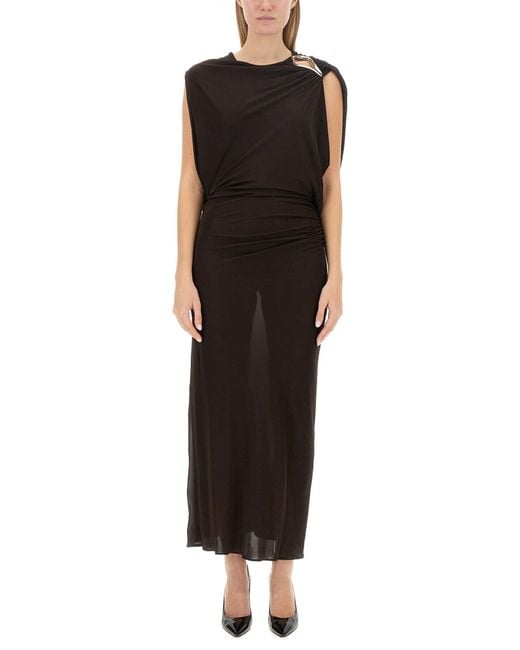 Lanvin Black Draped Evening Dress With Unique Shoulder Detail