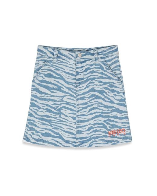 KENZO Blue Patterned Skirt