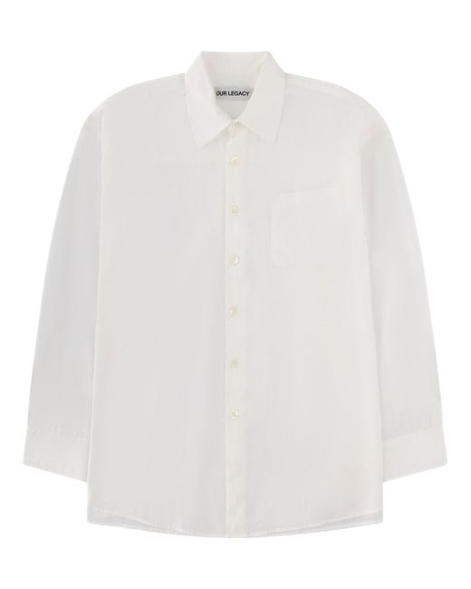 Our Legacy White Borrowed Shirt Silcot Weave for men