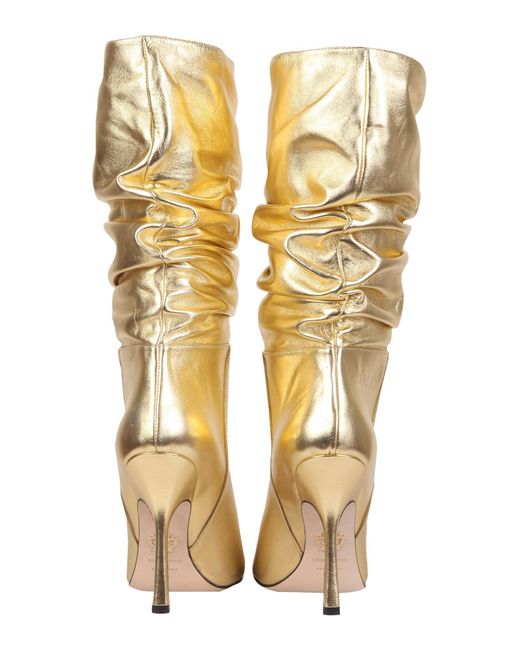 STIVALE IN PELLE METALLIZZATA CON TACCO di DSquared² in Metallic