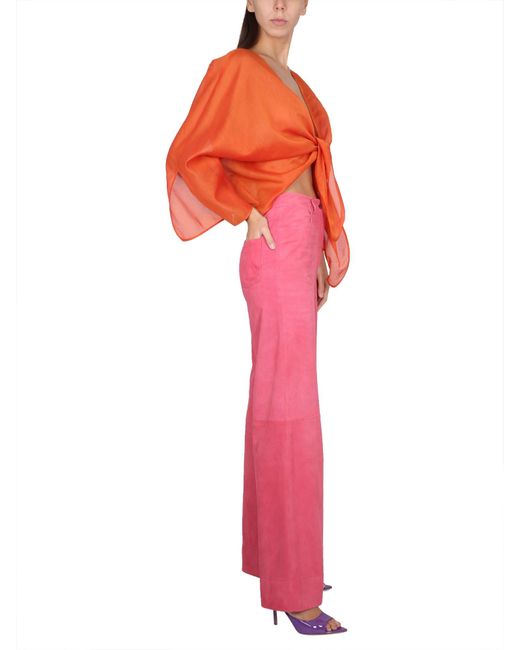 PANTALONE AMPIO IN CAMOSCIO di Alberta Ferretti in Pink