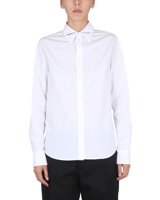 Bottega Veneta White Camicia Con Colletto A Punta