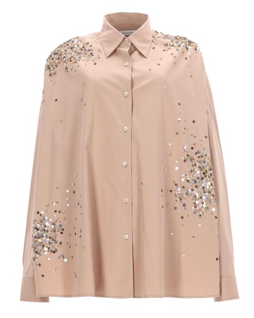 Dries Van Noten Natural Casia Shirt With Rhinestones