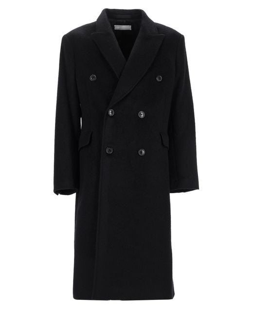 Our Legacy Black Cappotto Doppiopetto "Whale" for men