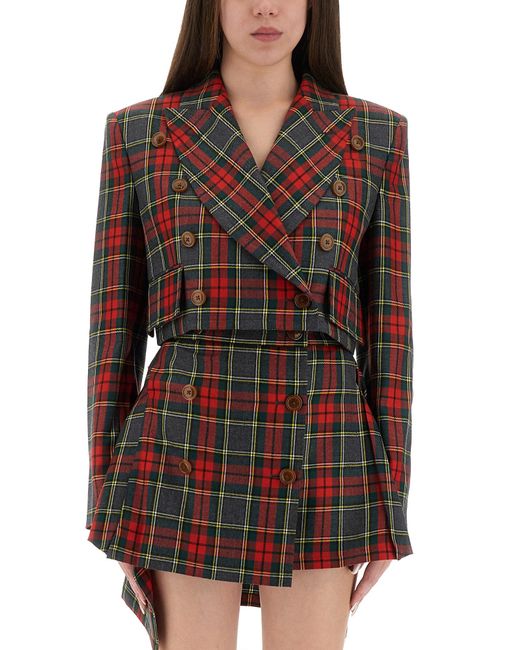 Vivienne Westwood Red Tartan Cropped Jacket