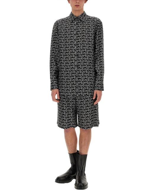 Bermuda Con Stampa All Over di Burberry in Black da Uomo