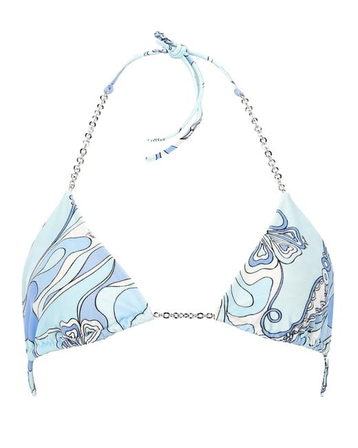 Emilio Pucci Blue Inspired Printed Bikini Top