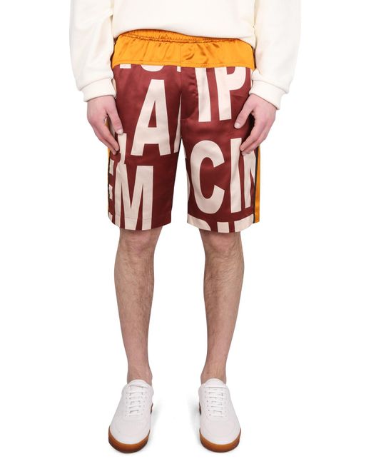 Dries Van Noten Red Mini Bermuda Pants With Elastic Waistband for men