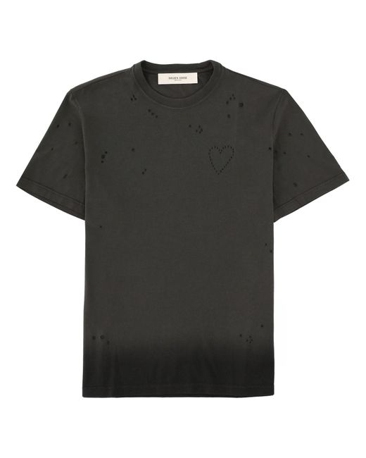 Golden Goose Deluxe Brand Black Distressed Crew Neck T-Shirt for men
