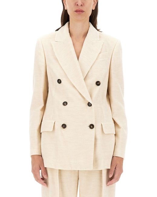 Brunello Cucinelli Natural Double-Breasted Jacket