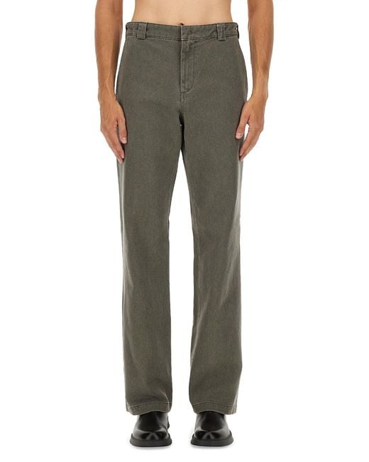 Aspesi Green Straight-Leg Cotton Pants With Mid-Rise Waist And Belt Loops for men