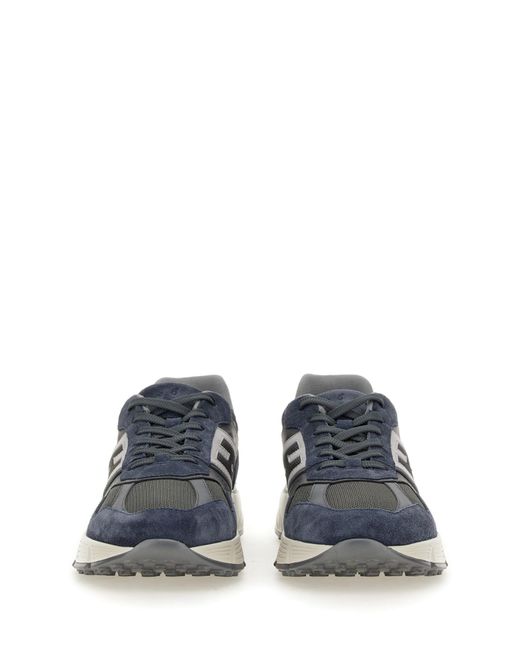 Sneakers in camoscio blu logo patch di Hogan in Blue da Uomo