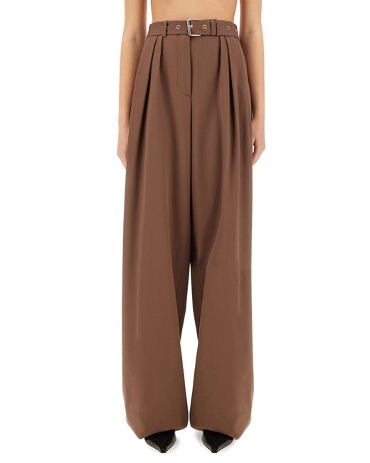 Dries Van Noten Brown Wide-Leg Pants With Belt