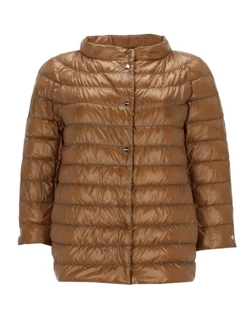 Herno Brown Cropped Padded Down Jacket