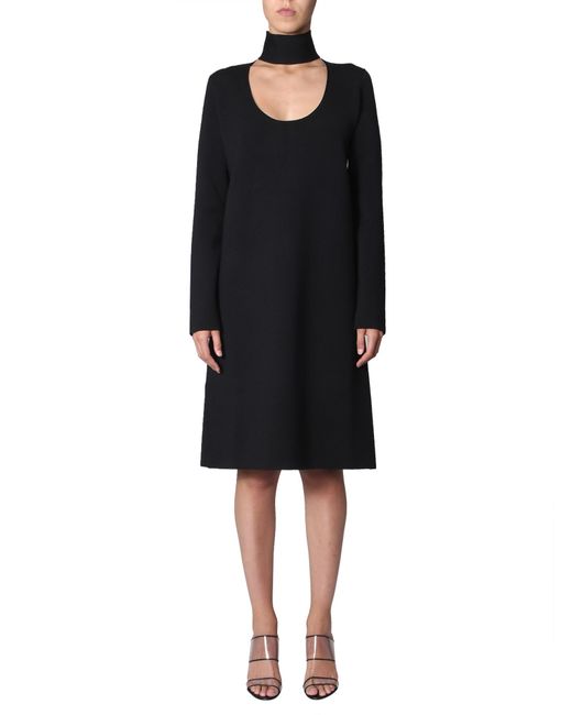 Bottega Veneta Black Embellished Gathered Jersey Midi Dress